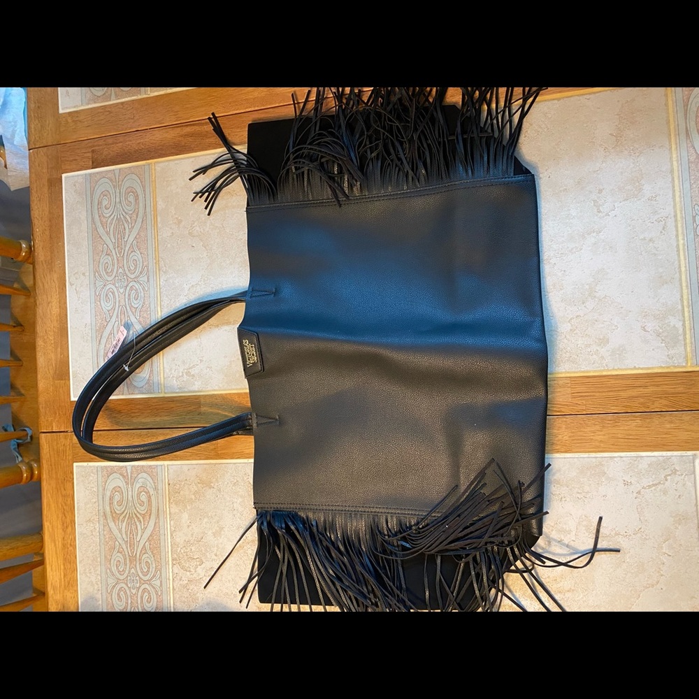 Black Victoria secret fringe bag with tags